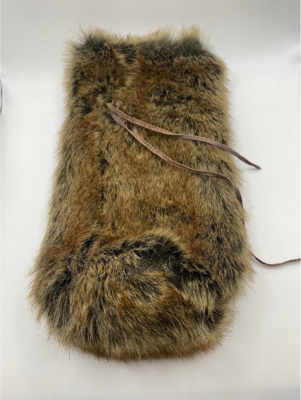 Restoration Hardware Faux Fur Luxe Wine Bottle Bag Liquor Gift Pouch